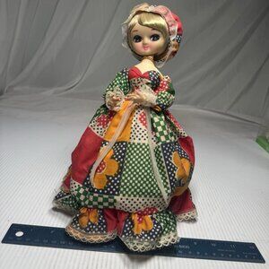 Vintage Bradley Doll Flowered and Check dress with bonnet. No tag
